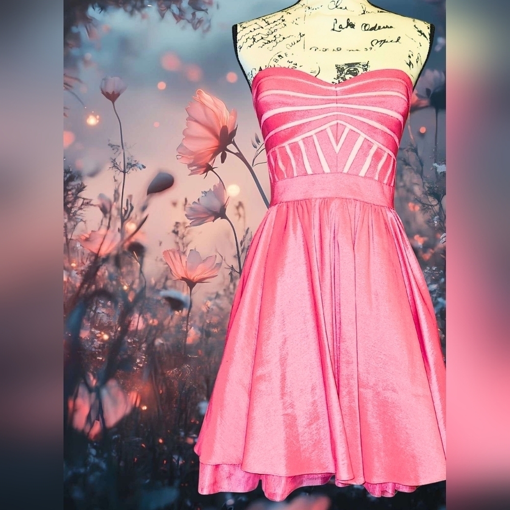 Aidan Mattox Strapless Pink Mini Dress - Picture 2 of 8